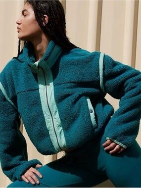 FP Movement by Free People Teal Blue Courtside Fleece Jacket S